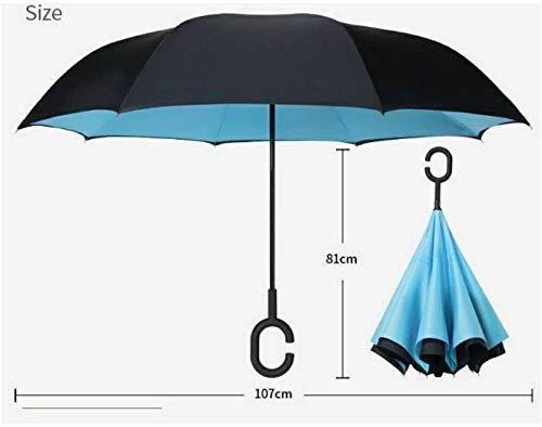 Umbrella : Double-Layer Reversible No-Drip Umbrella with C-Shape Handle – Unisex, Multicolor