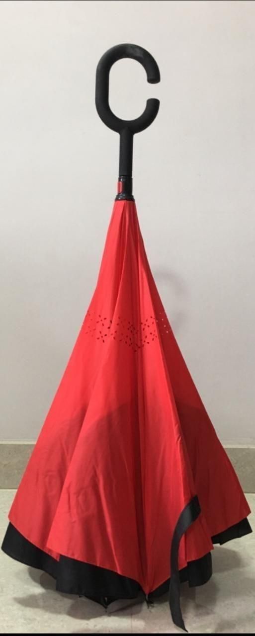 Umbrella : Double-Layer Reversible No-Drip Umbrella with C-Shape Handle – Unisex, Multicolor